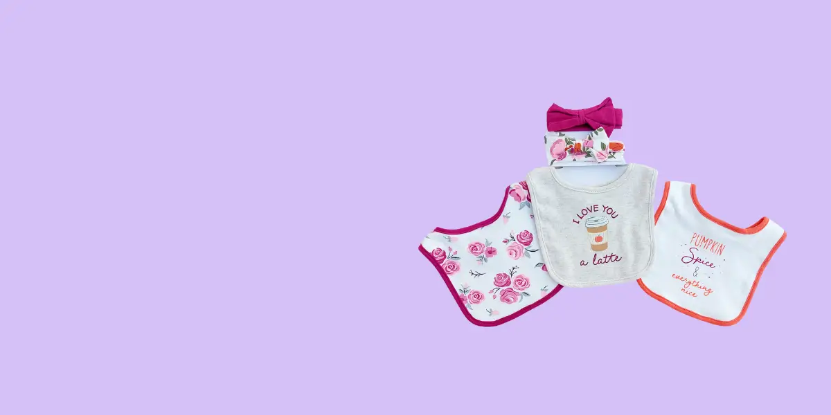 Section banner: bibs on lilac