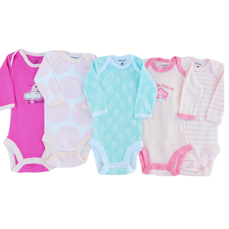 Newborn Bodysuit Set – Pack of 5– Pink