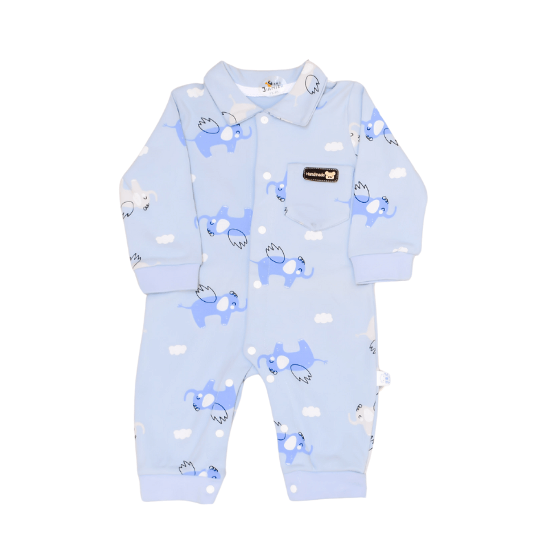 Stylish Everyday Romper- Blue Elephant